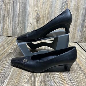 Salvatore Ferragamo Womens Shoe Black Style Pamela Size 8 Kitten Heel 4cm